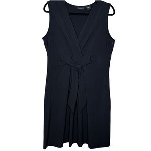 New‎ York & Co. Black Midi Dress 14 Sleeveless Front Tie Office Party Chic